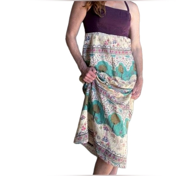 Anthropologie Maeve Purple Skoura Idyll Tree Print Halter Maxi Dress Size 0 - Picture 2 of 14